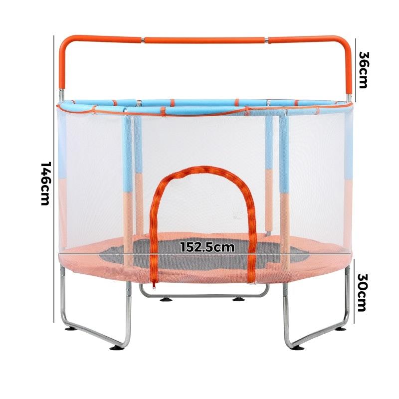 Mazam 60 Inch Kids Trampoline with Enclosure Safety Net and Horizontal Bar - Orange-Auzzi Store
