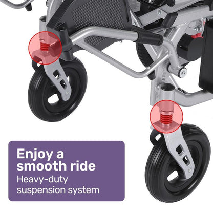 Equipmed Power Electric Wheelchair - Extra Lightweight Long Range Silver