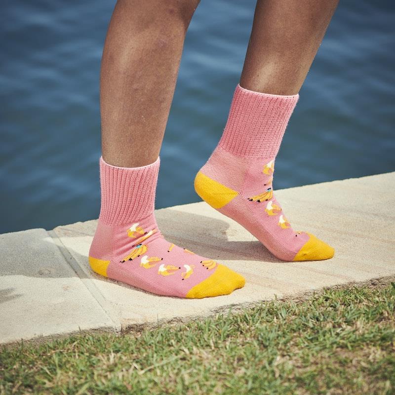 Glucology Copper-Infused Socks - 2 Pairs (Medium) - Fun Banana Design