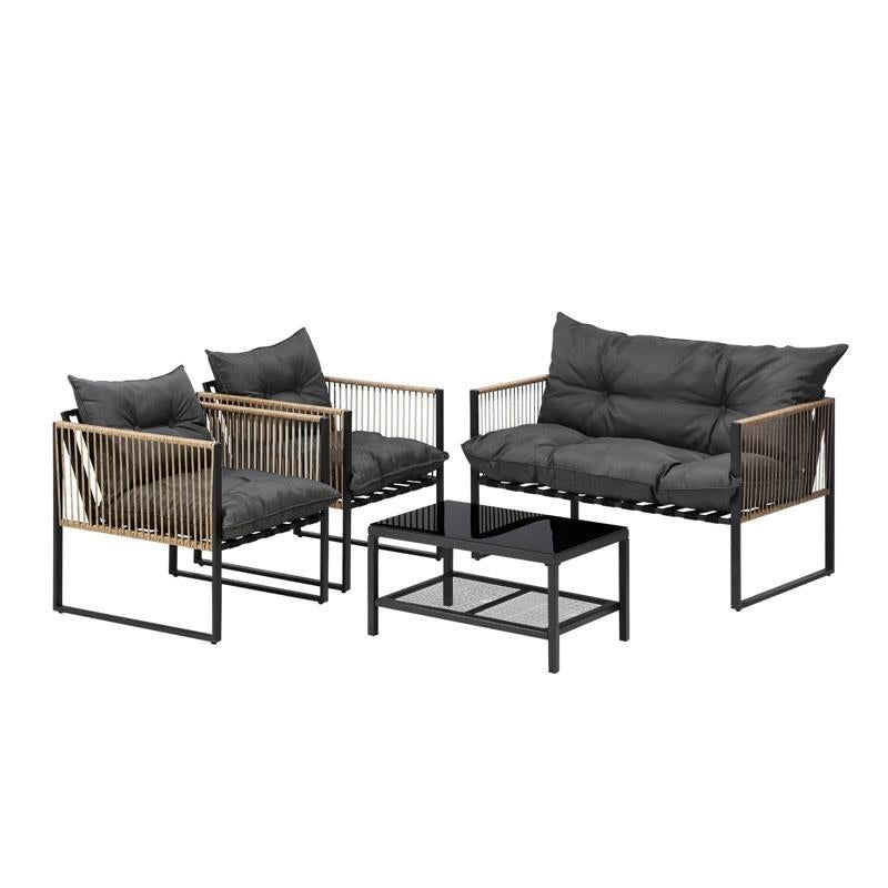 Livsip 4-Piece Outdoor Furniture Set - Garden Patio Lounge Sofa Table Chairs
