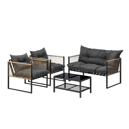 Livsip 4-Piece Outdoor Furniture Set - Garden Patio Lounge Sofa Table Chairs