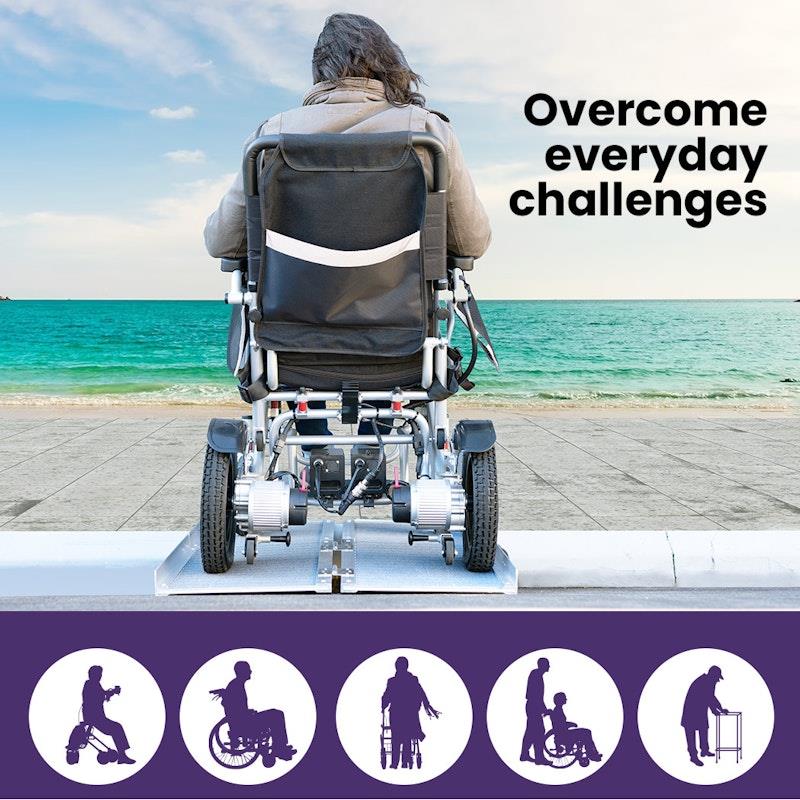 Equipmed 123cm Portable Folding Aluminium Access Ramp - Silver