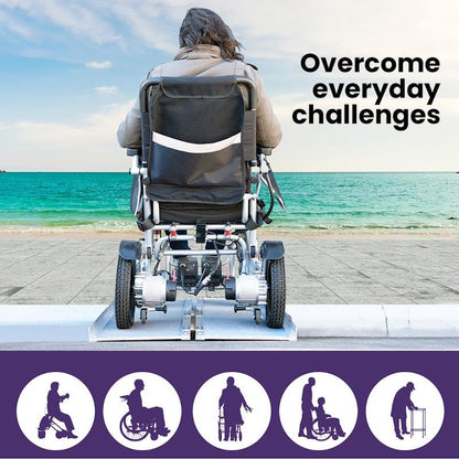 Equipmed 123cm Portable Folding Aluminium Access Ramp - Silver