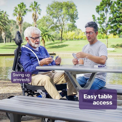 Equipmed Power Electric Wheelchair - Long Range, Airline Approved, Folding, Aluminium Frame - Blue