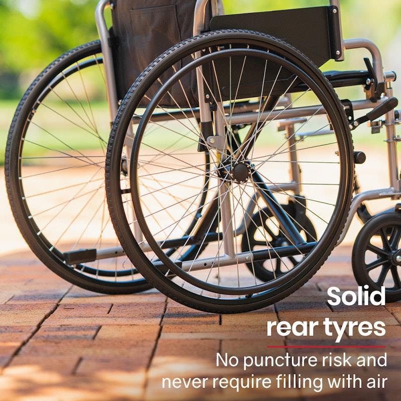 Equipmed 24 Inch Folding Wheelchair with Park Brakes - Grey