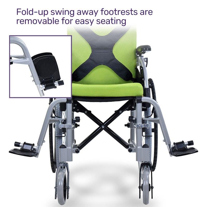 Equipmed Kids Premium Paediatric Wheelchair - Lightweight Aluminium Green-Auzzi Store