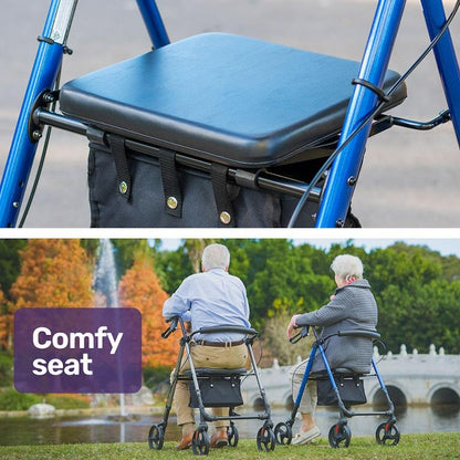 Equipmed 4 Wheel Lightweight Rollator Walker - Blue