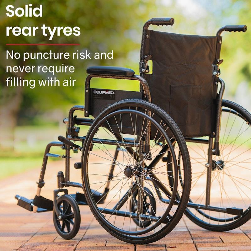 Equipmed 24 Inch Folding Wheelchair - X-Large Dark Grey