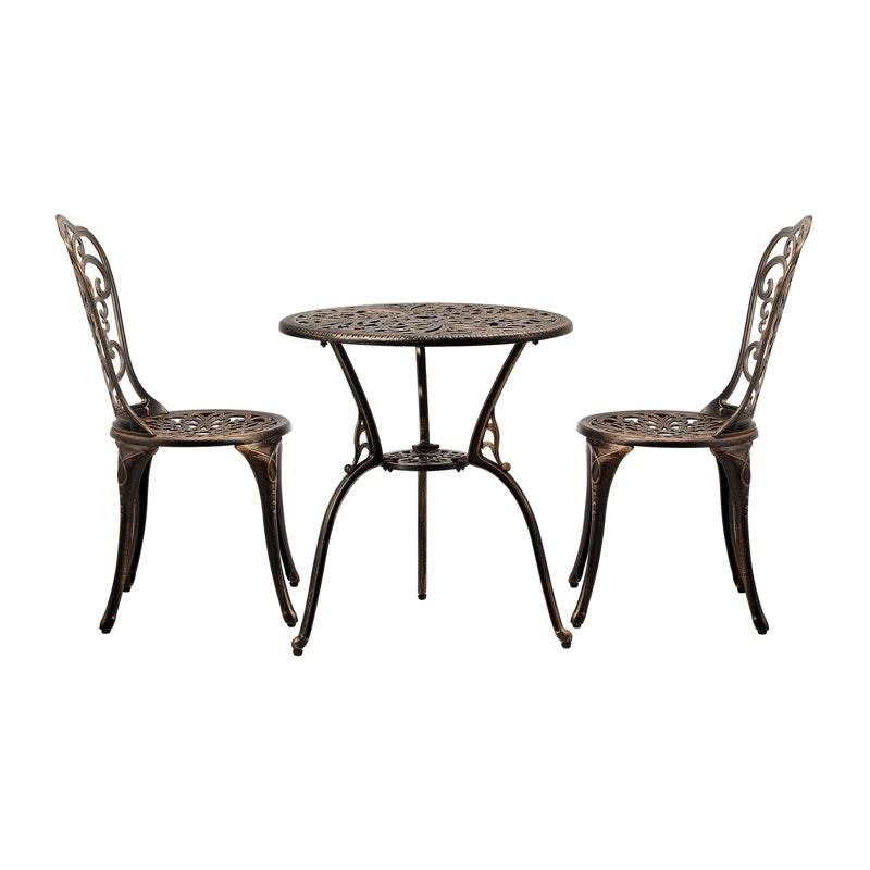 Livsip Bistro Furniture Setting - 3 Piece Indoor/Outdoor Set in Bronze