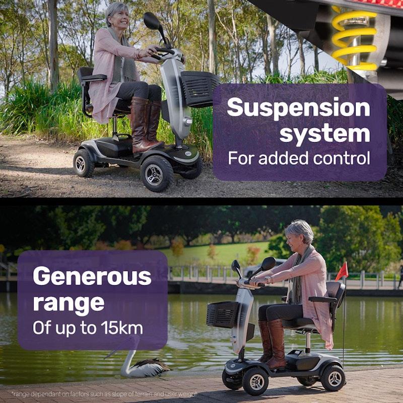 Equipmed Pathline Mid-Sized Electric Mobility Scooter for Elderly - Silver