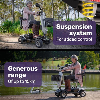 Equipmed Pathline Mid-Sized Electric Mobility Scooter for Elderly - Silver