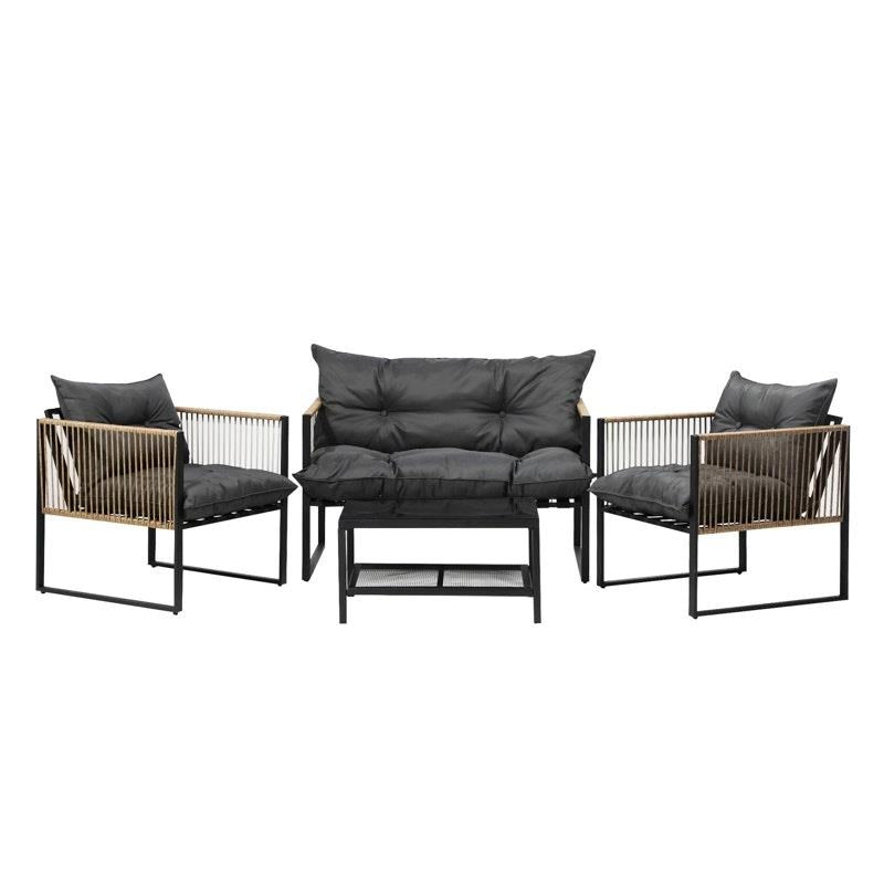 Livsip 4-Piece Outdoor Furniture Set - Garden Patio Lounge Sofa Table Chairs