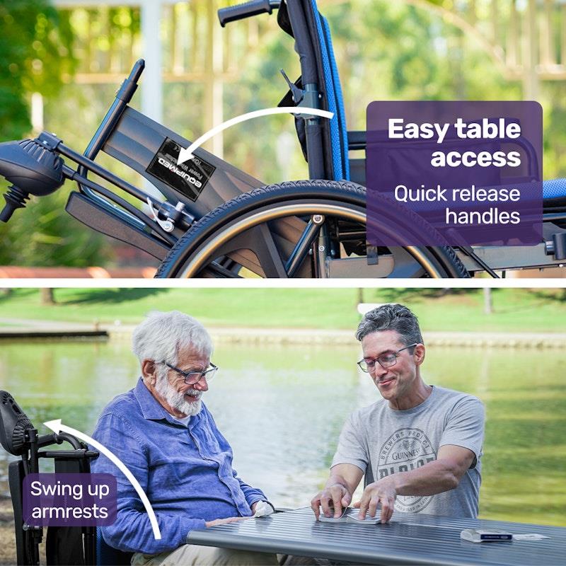 Equipmed PowerCruise DualSmart Electric Wheelchair - Black & Blue