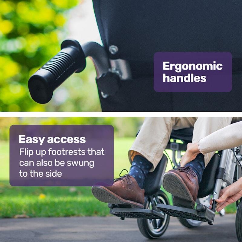 Equipmed PowerCruise LongRange Electric Folding Wheelchair - Grey & Black