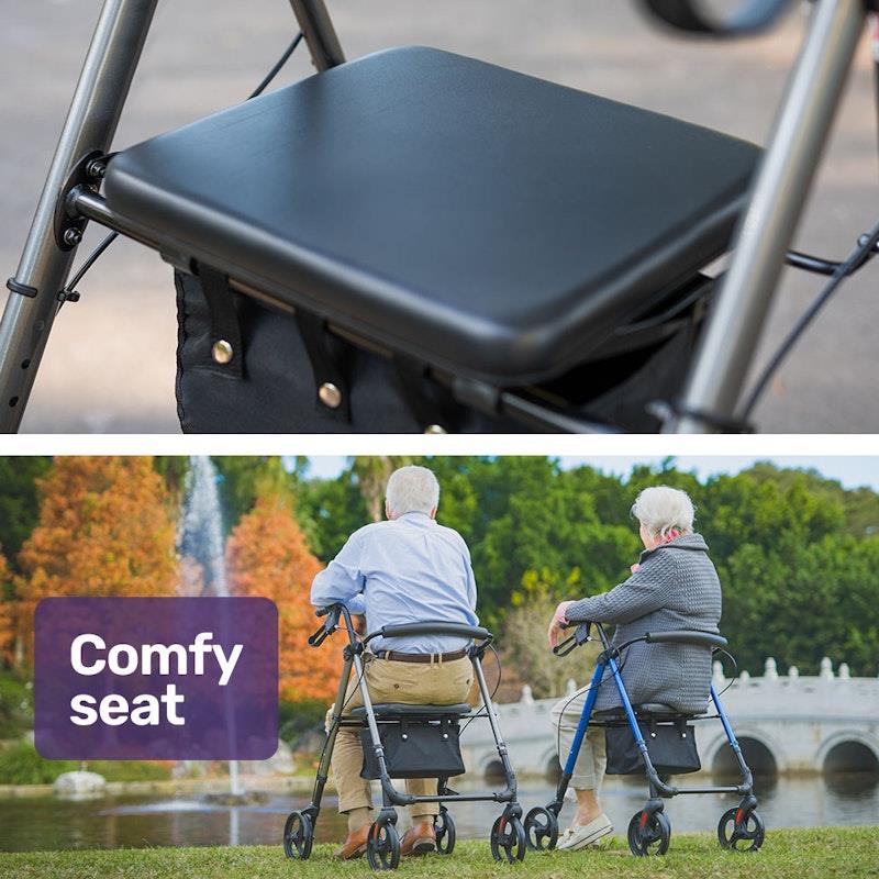 Equipmed 4 Wheel Lightweight Rollator Walker - Titanium