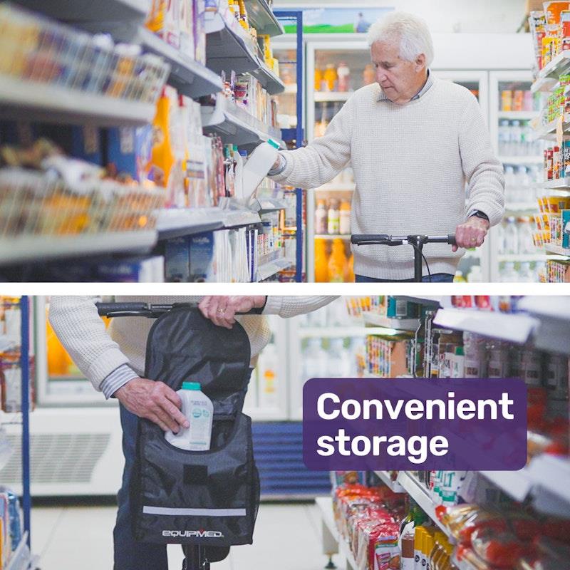 Equipmed Knee Scooter Walker with Dual Brakes & Bag - Black