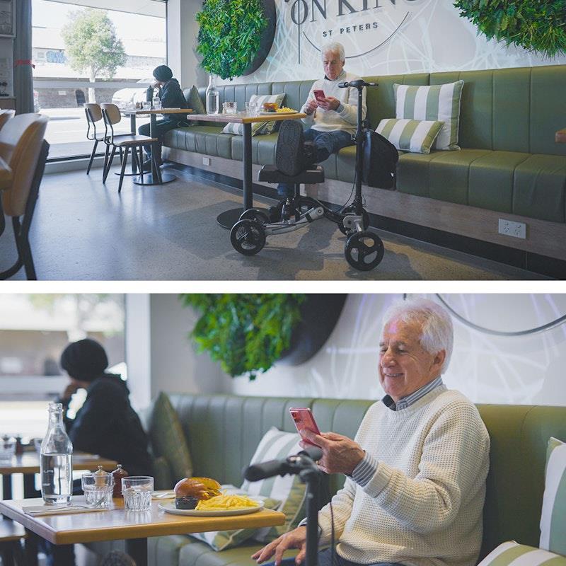 Equipmed Premium Knee Scooter Walker with Disc Brake & Suspension Bag - Silver