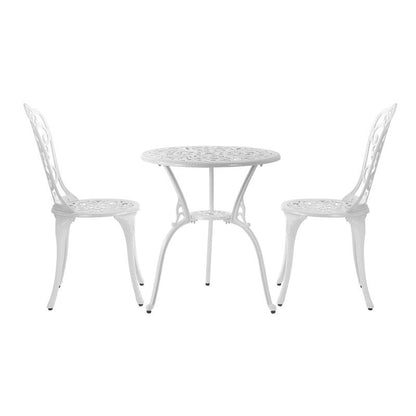 Livsip 3-Piece Outdoor Bistro Set - Elegant White Patio Dining Chairs & Table