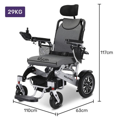 Equipmed Power Electric Wheelchair Long Range Black & Silver - Ultimate Mobility Solution