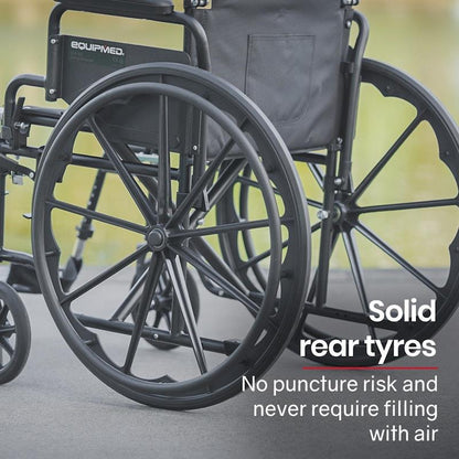 Equipmed 24 Inch Folding Wheelchair with Park Brakes - Black