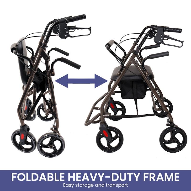 Orthonica Foldable Aluminum Rollator Walker - Grey