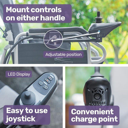 Equipmed Power Electric Wheelchair - Longrange Auto Recline (Grey & Black)