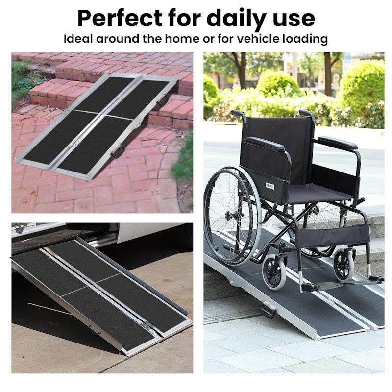 Equipmed 182cm Portable Folding Aluminium Access Ramp - Durable & Lightweight