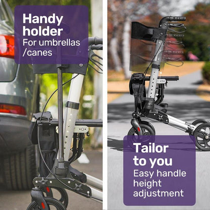 Equipmed Easy Stride Foldable Aluminium Walking Frame Rollator - Silver