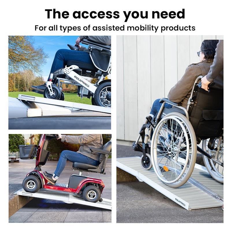 Equipmed 123cm Portable Folding Aluminium Access Ramp - Silver