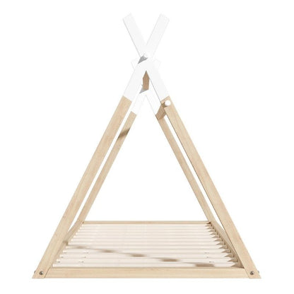Oikiture Kids King Single Bed Frame - Wooden Timber Teepee House Design