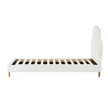 Oikiture Cloud Kids Bed Frame - Single Size Faux Leather White