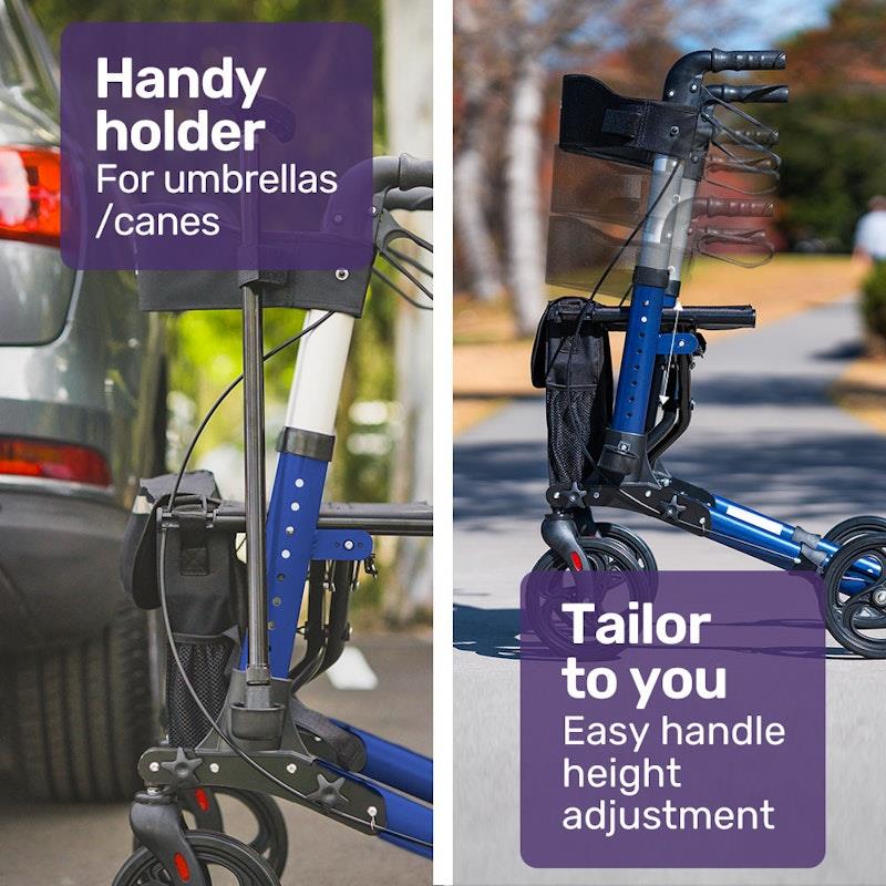 Equipmed Easy Stride Foldable Aluminium Walking Frame Rollator - Blue