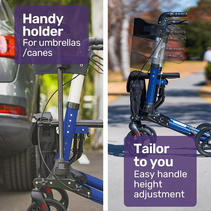 Equipmed Easy Stride Foldable Aluminium Walking Frame Rollator - Blue