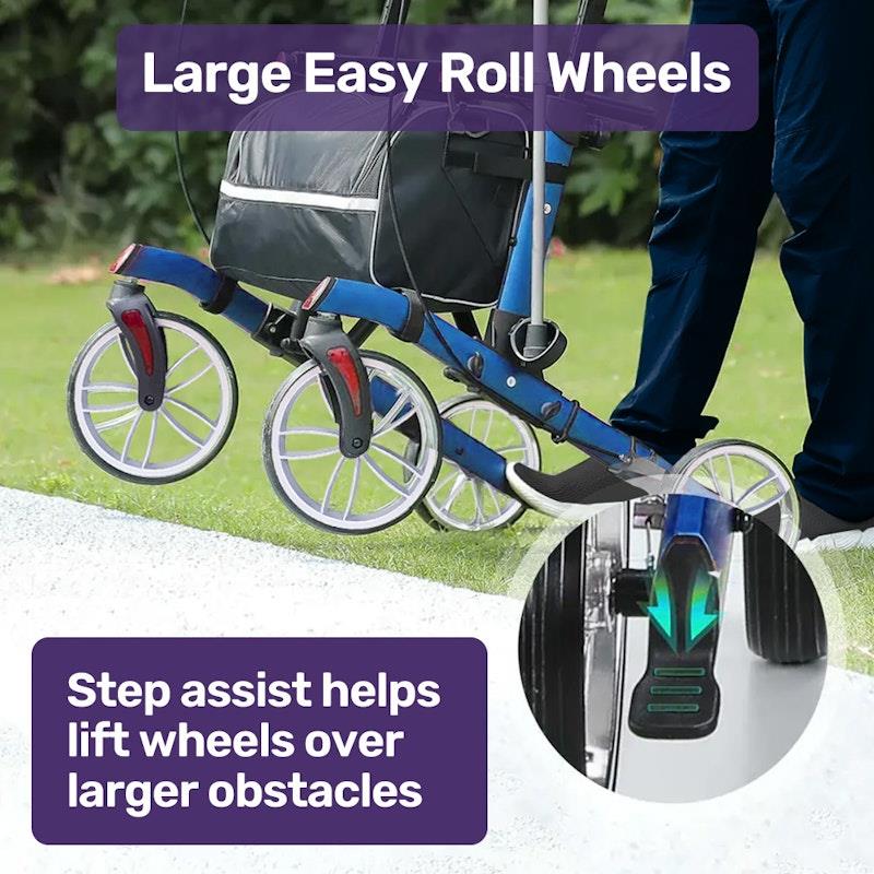 Equipmed ErgoStride Upright Rollator Walker with Forearm Support - Blue