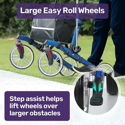 Equipmed ErgoStride Upright Rollator Walker with Forearm Support - Blue