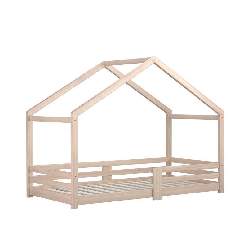 Oikiture Vela House Bed Frame for Kids - Wooden Timber Single