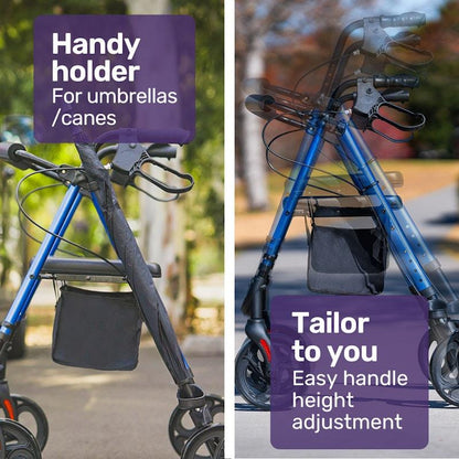 Equipmed 4 Wheel Lightweight Rollator Walker - Blue