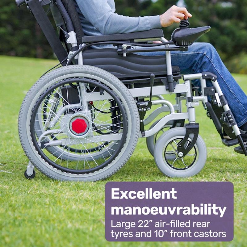 Equipmed Power Electric Wheelchair - XL Wide Bariatric Chair with Recline Adjustment