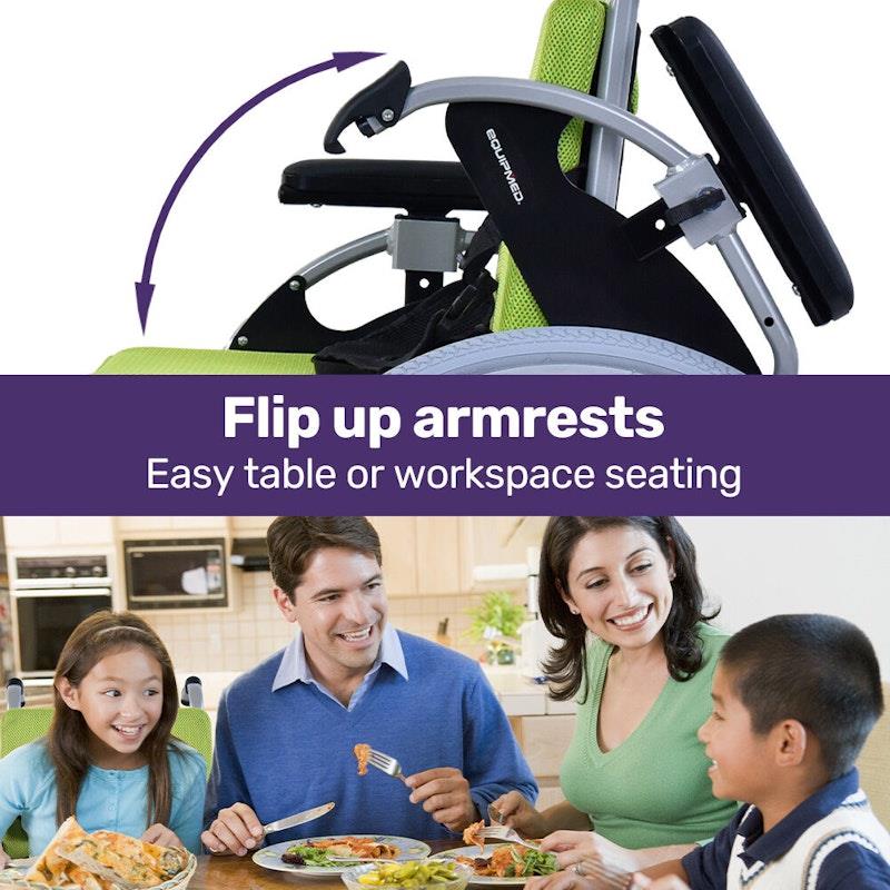 Equipmed Kids Premium Paediatric Wheelchair - Lightweight Aluminium Green-Auzzi Store