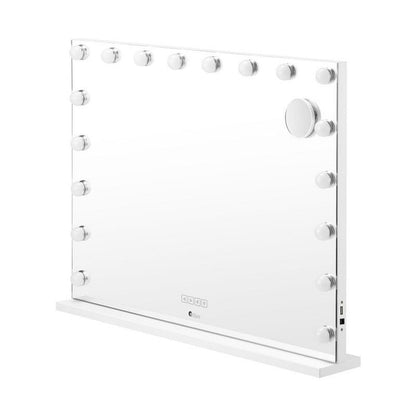 Oikiture Bluetooth Hollywood Makeup Mirror with 18 LED Lights - White