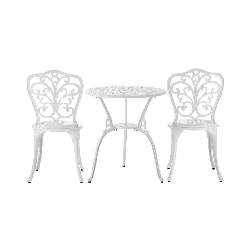 Livsip 3-Piece Outdoor Bistro Set - Elegant White Patio Dining Chairs & Table