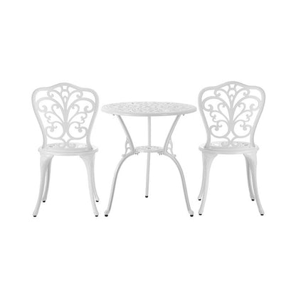 Livsip 3-Piece Outdoor Bistro Set - Elegant White Patio Dining Chairs & Table