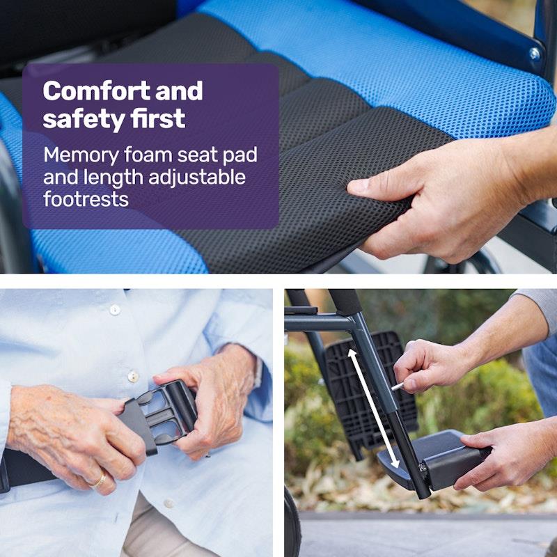 Equipmed PowerCruise DualSmart Electric Wheelchair - Black & Blue