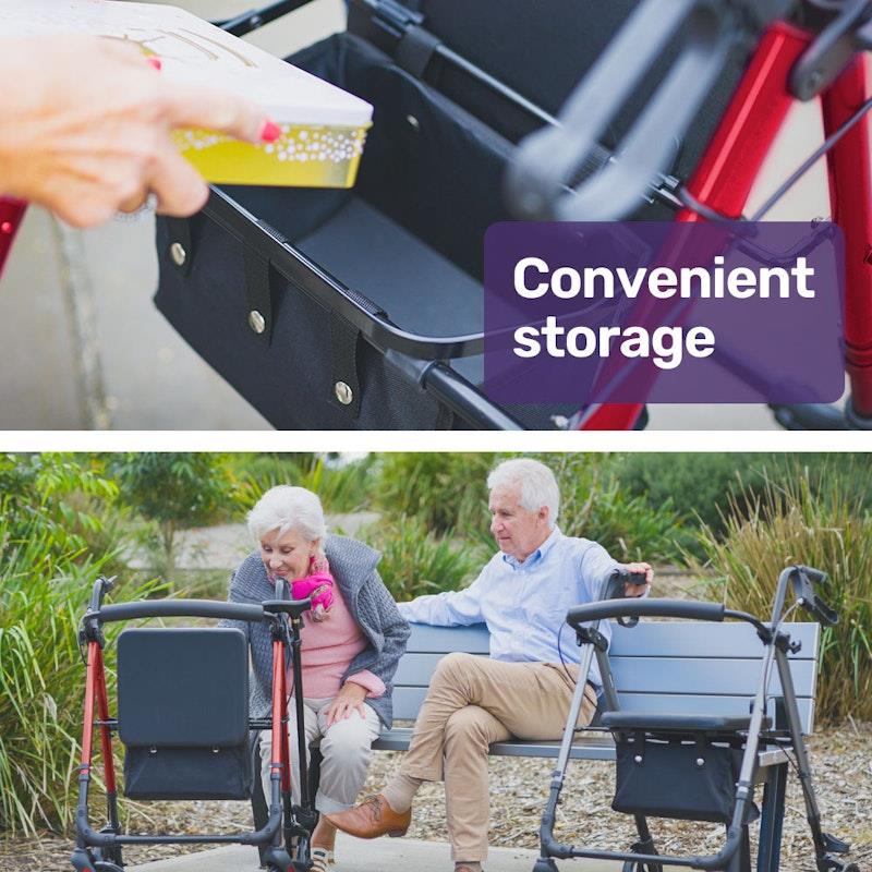 Equipmed 4 Wheel Lightweight Rollator Walker - Red