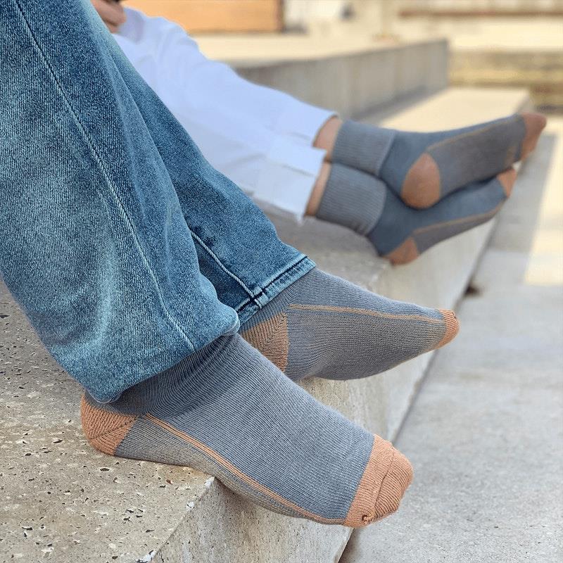 Glucology Copper-Based Loose Top Classic Socks - 2 Pairs Grey Large