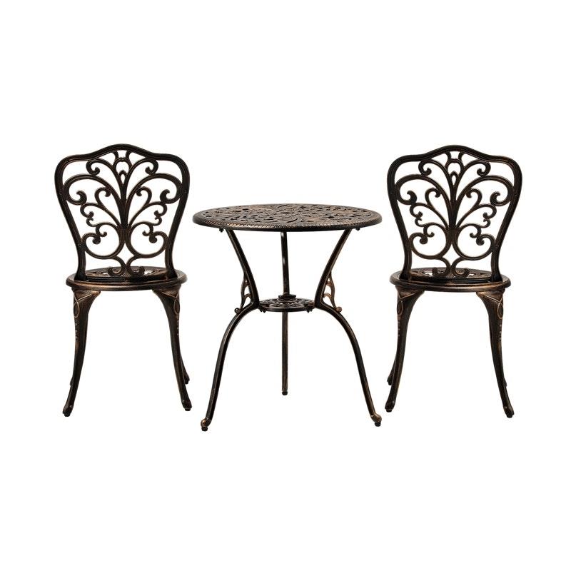 Livsip Bistro Furniture Setting - 3 Piece Indoor/Outdoor Set in Bronze