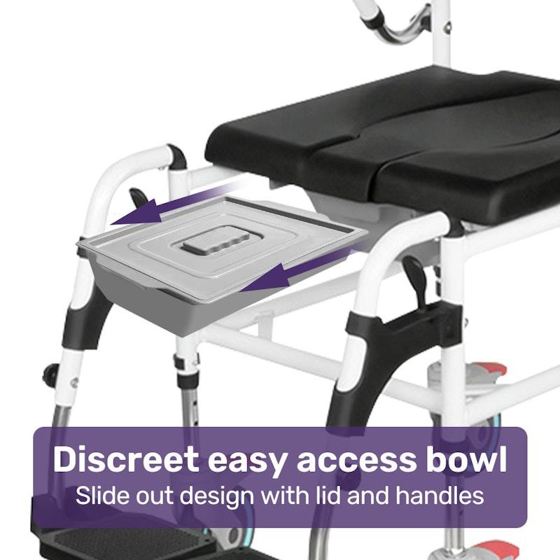 Equipmed Rolling Commode Shower Chair with Wheels - Black