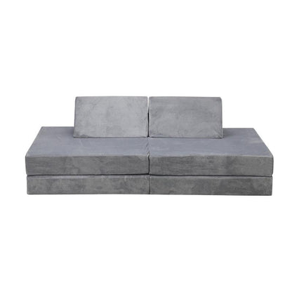 Oikiture Kids Sofa Play Couch Modular Lounge Cushion Convertible Playset - Grey (4 Pieces)
