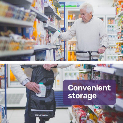 Equipmed Premium Knee Scooter Walker with Disc Brake & Suspension Bag - Silver