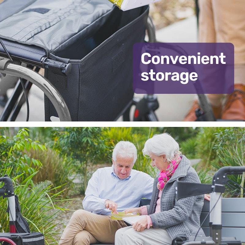 Equipmed Easy Stride Foldable Aluminium Walking Frame Rollator - Titanium Colour